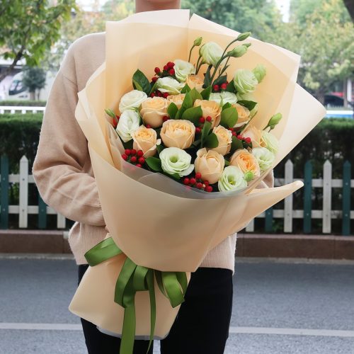 11 Champagne Roses Bouquet – Eternal Devotion 11 Champagne Roses Bouquet - Eternal Devotion Floral Gift
