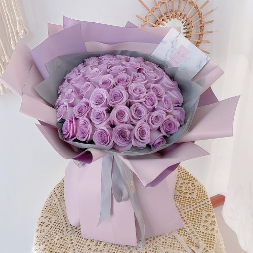 翩若惊鸿 · 52朵紫玫瑰花束 52 Purple Roses Bouquet - Royal Romance | Luxury Floral Gift