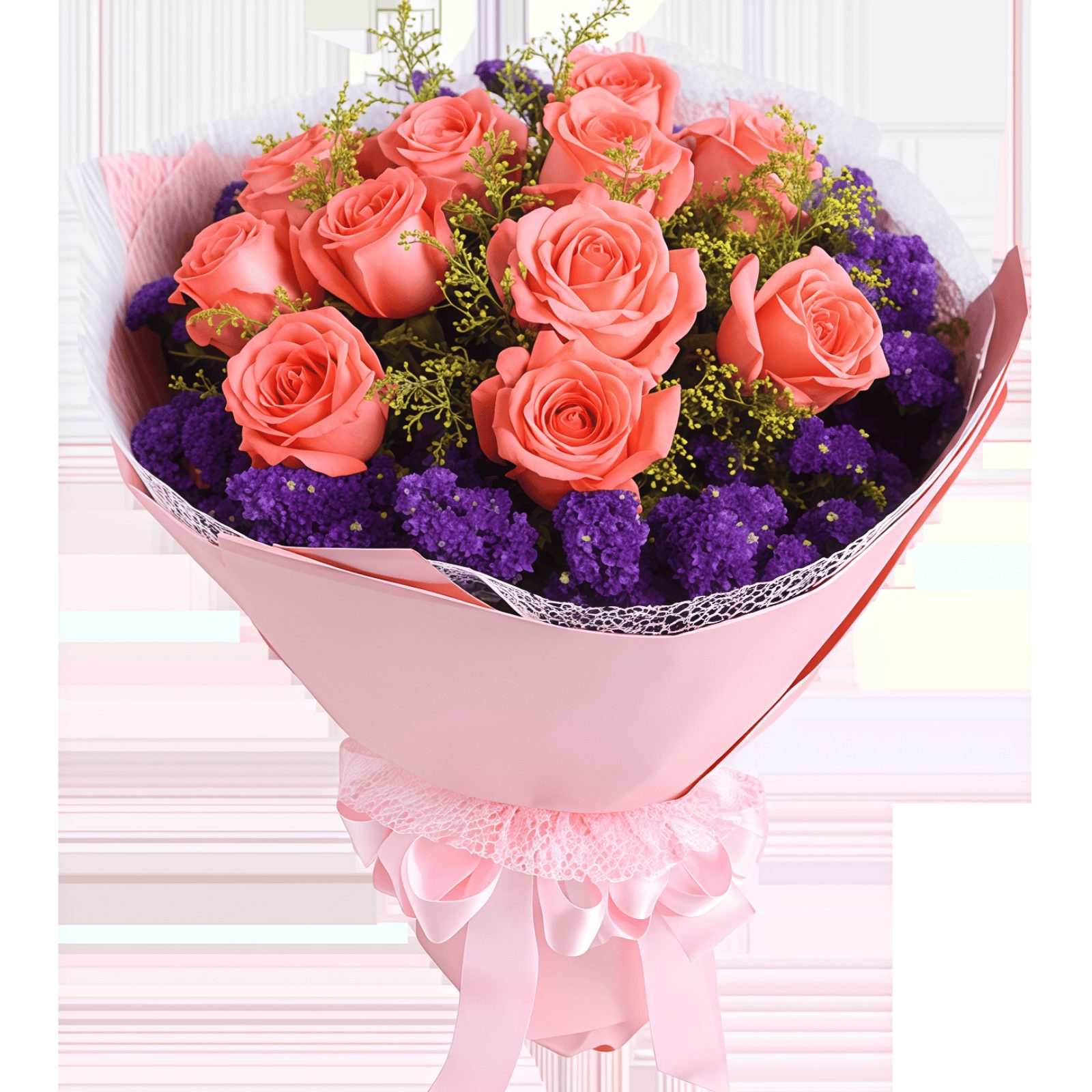 11 Pink Roses Bouquet – Pure Devotion – 1 11 Pink Roses Bouquet - Pure Devotion | Romantic Floral Gift - 1