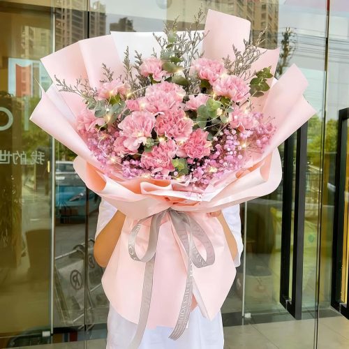 11 Pink Carnations Bouquet – Radiant Glow 11 Pink Carnations Bouquet - Radiant Glow | Fresh Floral Gift for Mom