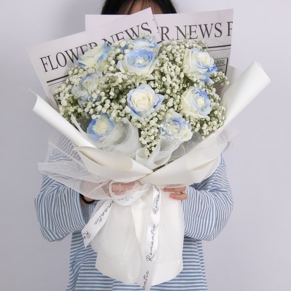 清新自然 · 11朵碎冰蓝玫瑰 11 Ice Blue Roses Bouquet | Elegant Fresh Flower Arrangement