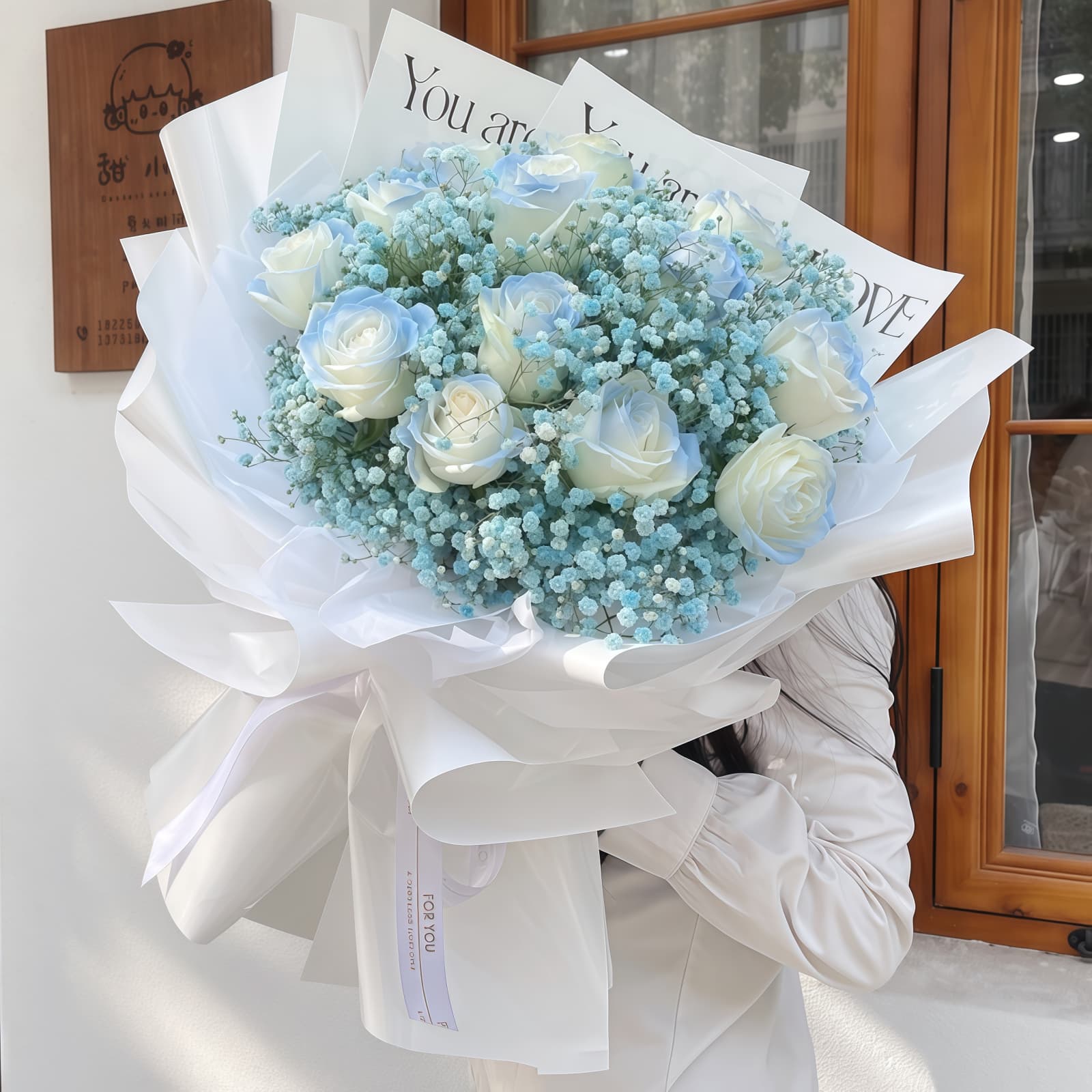 11 Ice Blue Roses Bouquet - Enchanting Floral Gift for Serenity