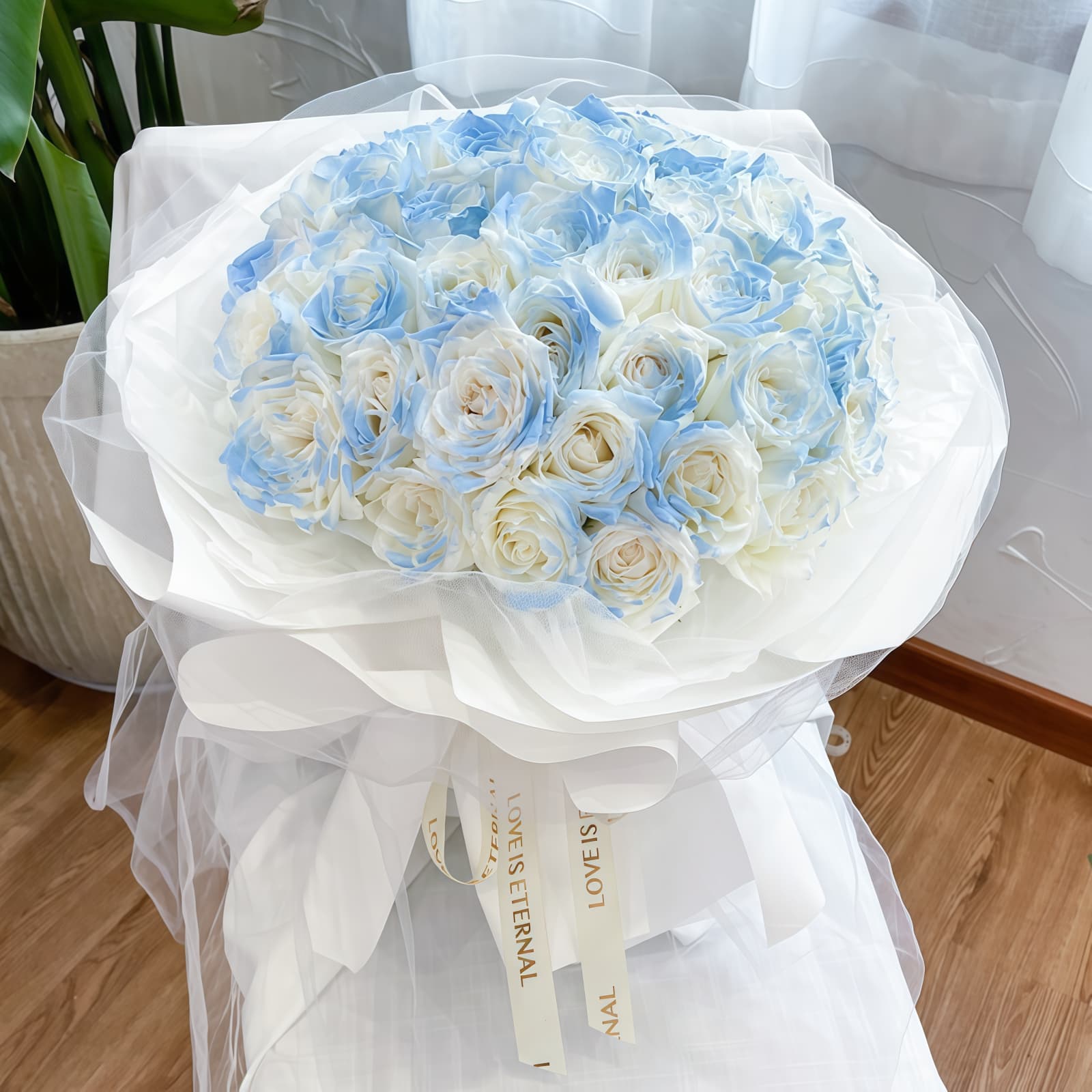 33 Ice Blue Roses Bouquet – Serene Frost 33 Ice Blue Roses Bouquet - Serene Frost Floral Arrangement