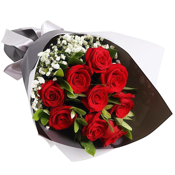 女神之选 · 9枝红玫瑰花束 9 Red Roses Bouquet - Radiant Elegance | Romantic Floral Gift - 1