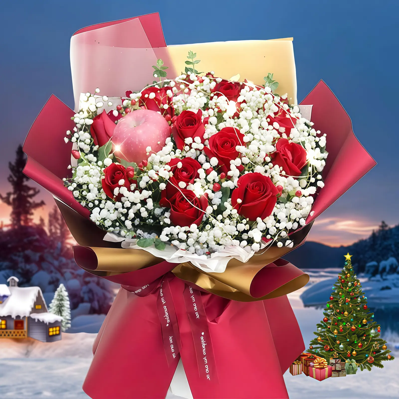 平安圣诞 · 红玫瑰花束 11 Red Roses Bouquet - Gentle Season | Christmas Floral Gift