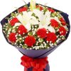 永恒祝福 · 19朵香槟玫瑰花束 19 Red Carnations & 5 White Lilies Bouquet | Timeless Grace Floral Gift - 1