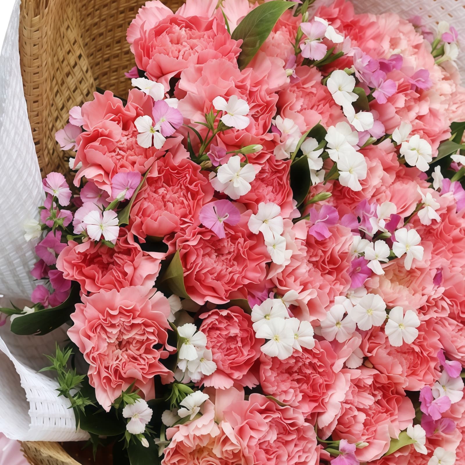 永恒的爱 · 粉色康乃馨与石竹梅 33 Pink Carnations Bouquet - Timeless Love & Elegant Floral Gift - 4