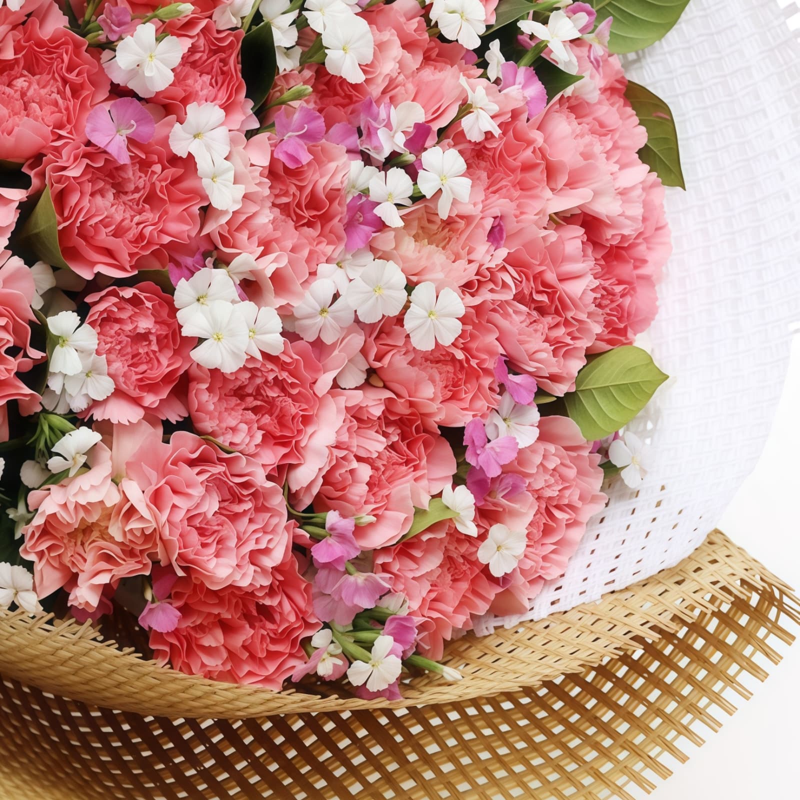 永恒的爱 · 粉色康乃馨与石竹梅 33 Pink Carnations Bouquet - Timeless Love & Elegant Floral Gift - 3