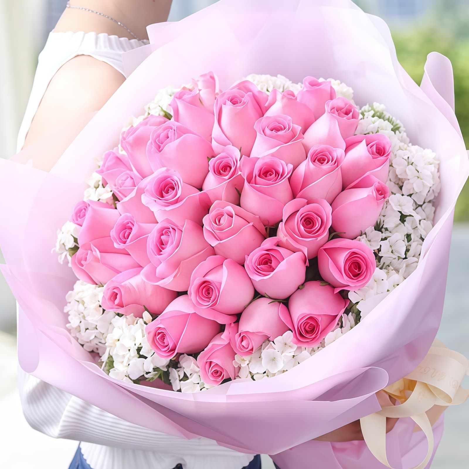 33 Pink Roses Bouquet – Tender Confession – 1 33 Pink Roses Bouquet - Tender Confession | Romantic Flower Gift - 1