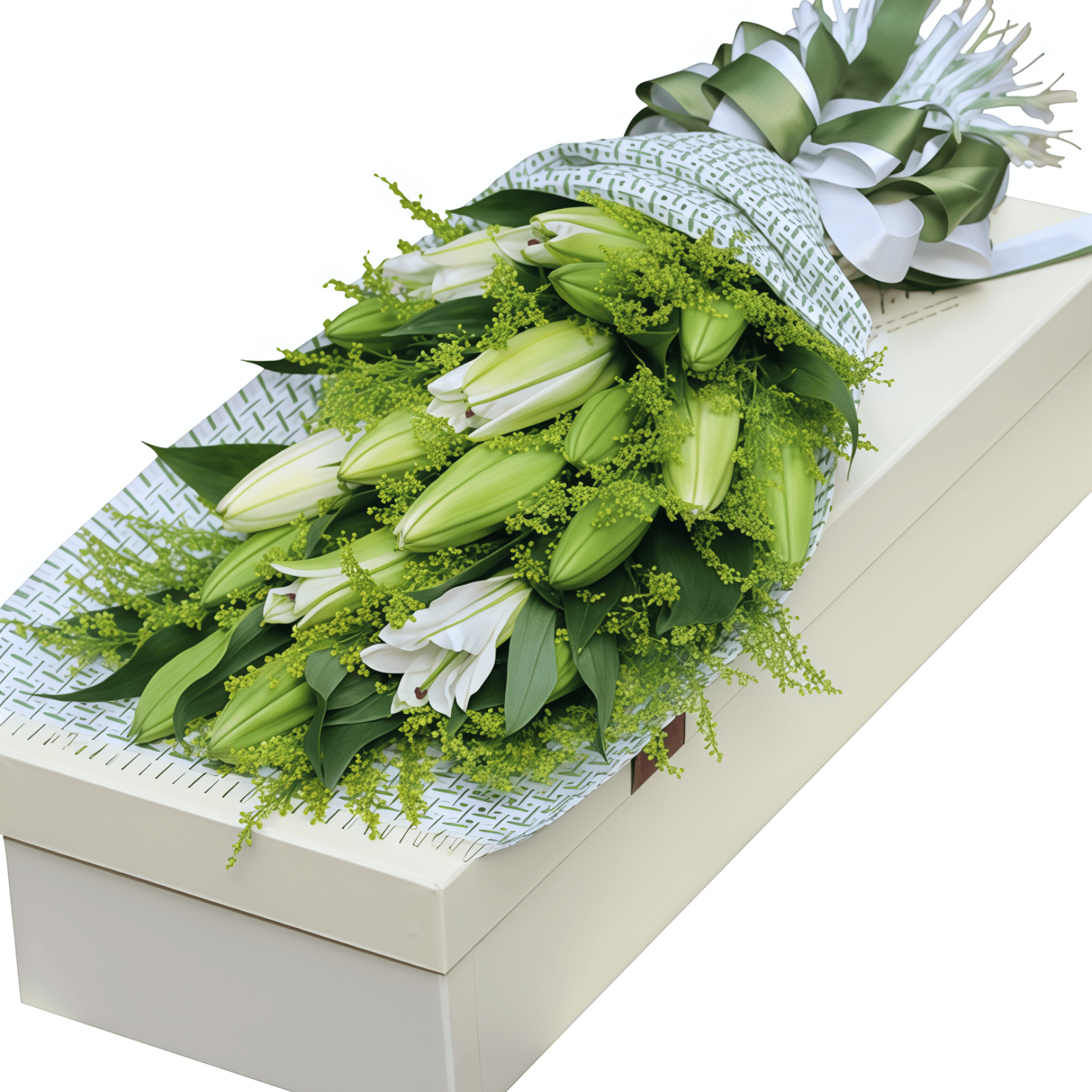 专属天使 · 白百合与黄莺 19 White Lilies Bouquet - Serene Elegance Floral Arrangement - 2