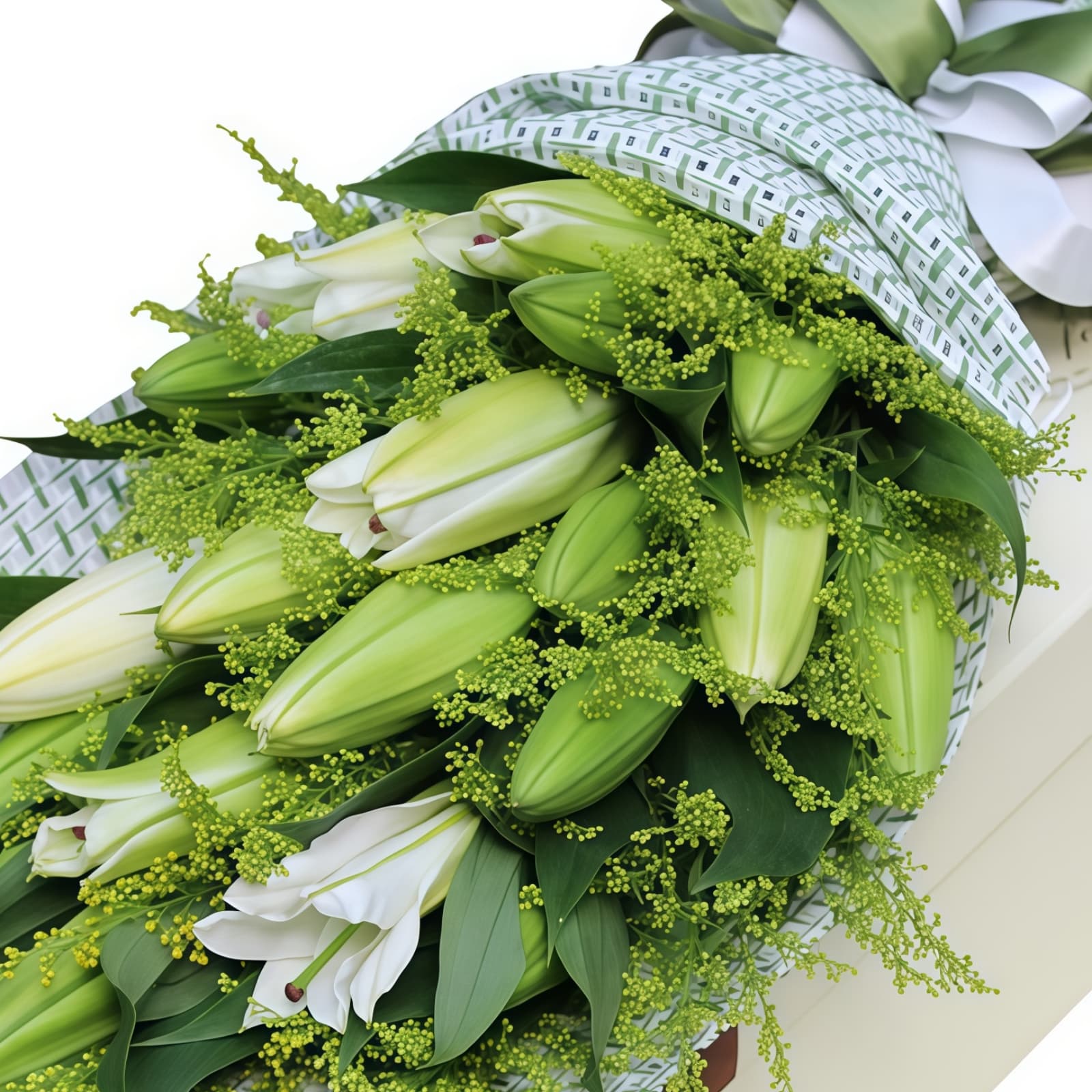 专属天使 · 白百合与黄莺 19 White Lilies Bouquet - Serene Elegance Floral Arrangement - 3