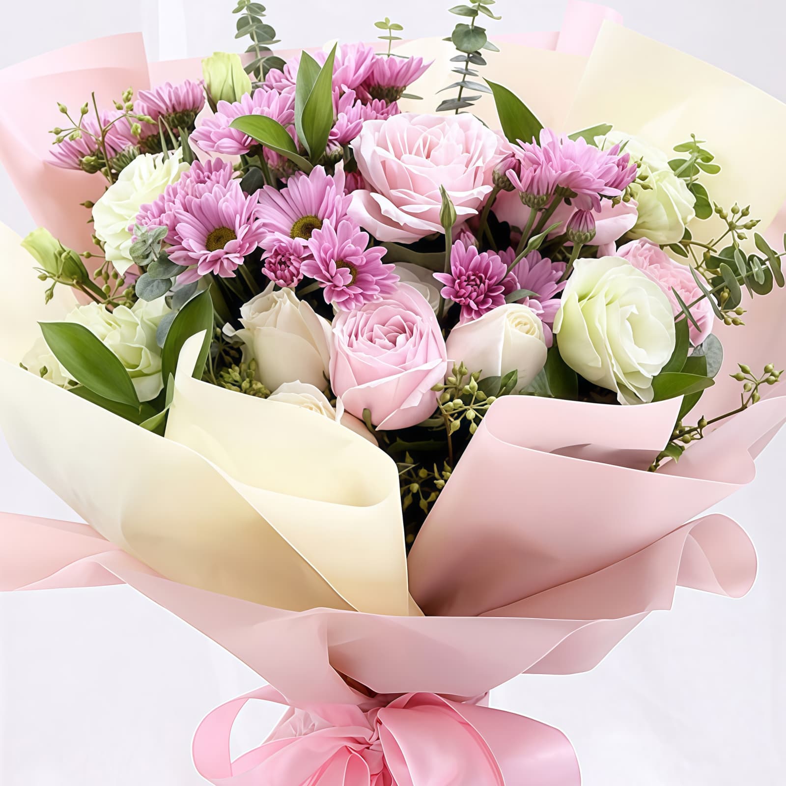 你的世界 · 粉佳人与粉雪山玫瑰混搭 12 Mixed Pink Roses Bouquet | Romantic Floral Gift for Any Occasion - 2