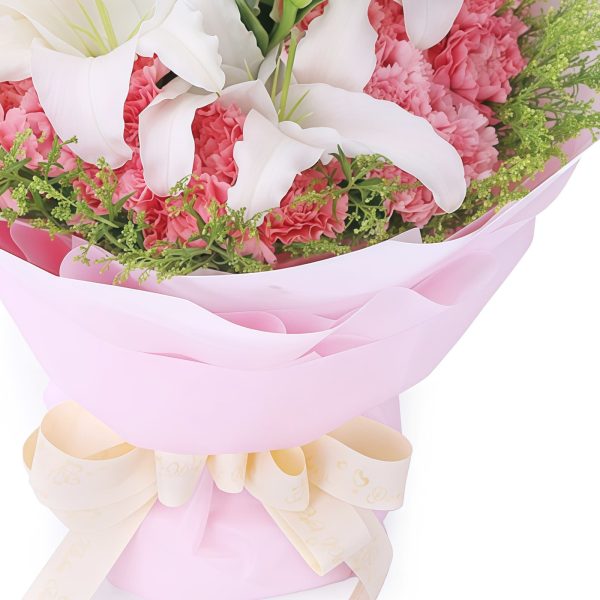 一生相伴 · 粉康乃馨与白百合花束 36 Carnations and Lilies Bouquet - Enduring Love Floral Arrangement - 2