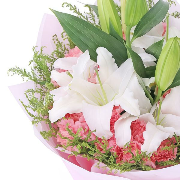 一生相伴 · 粉康乃馨与白百合花束 36 Carnations and Lilies Bouquet - Enduring Love Floral Arrangement - 4