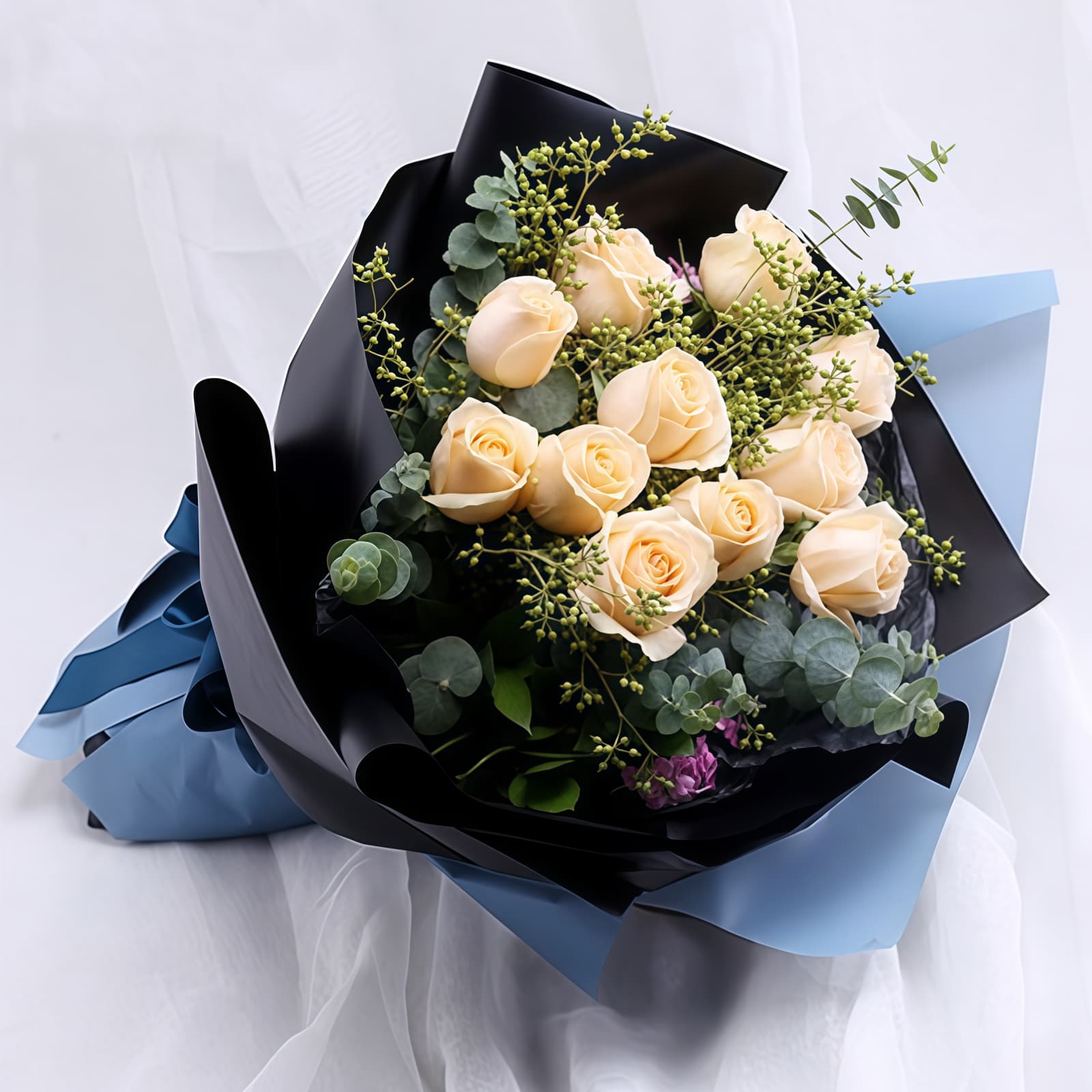 11 Champagne Roses Bouquet – Sunny Serenity – 1 11 Champagne Roses Bouquet - Sunny Serenity | Elegant Floral Gift - 1