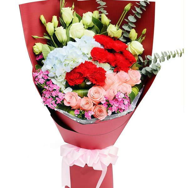 Sweet Romance Mixed Floral Bouquet | Premium Roses & Hydrangea Gift - 4