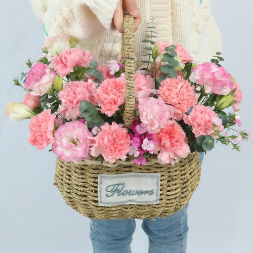 19 Pink Carnations Basket – Tender Love 19 Pink Carnations Basket - Tender Love | Elegant Mother's Day Gift