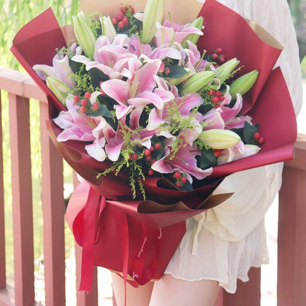 Pink Lilies Bouquet | Elegant Floral Gift for Romantic Occasions