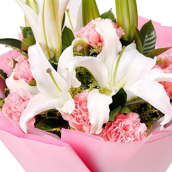 幸福时刻 · 粉康与百合花束 11 Pink Carnations & 2 Lilies Bouquet | Sweet Moments Floral Gift - 4