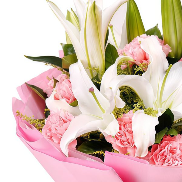 幸福时刻 · 粉康与百合花束 11 Pink Carnations & 2 Lilies Bouquet | Sweet Moments Floral Gift - 2