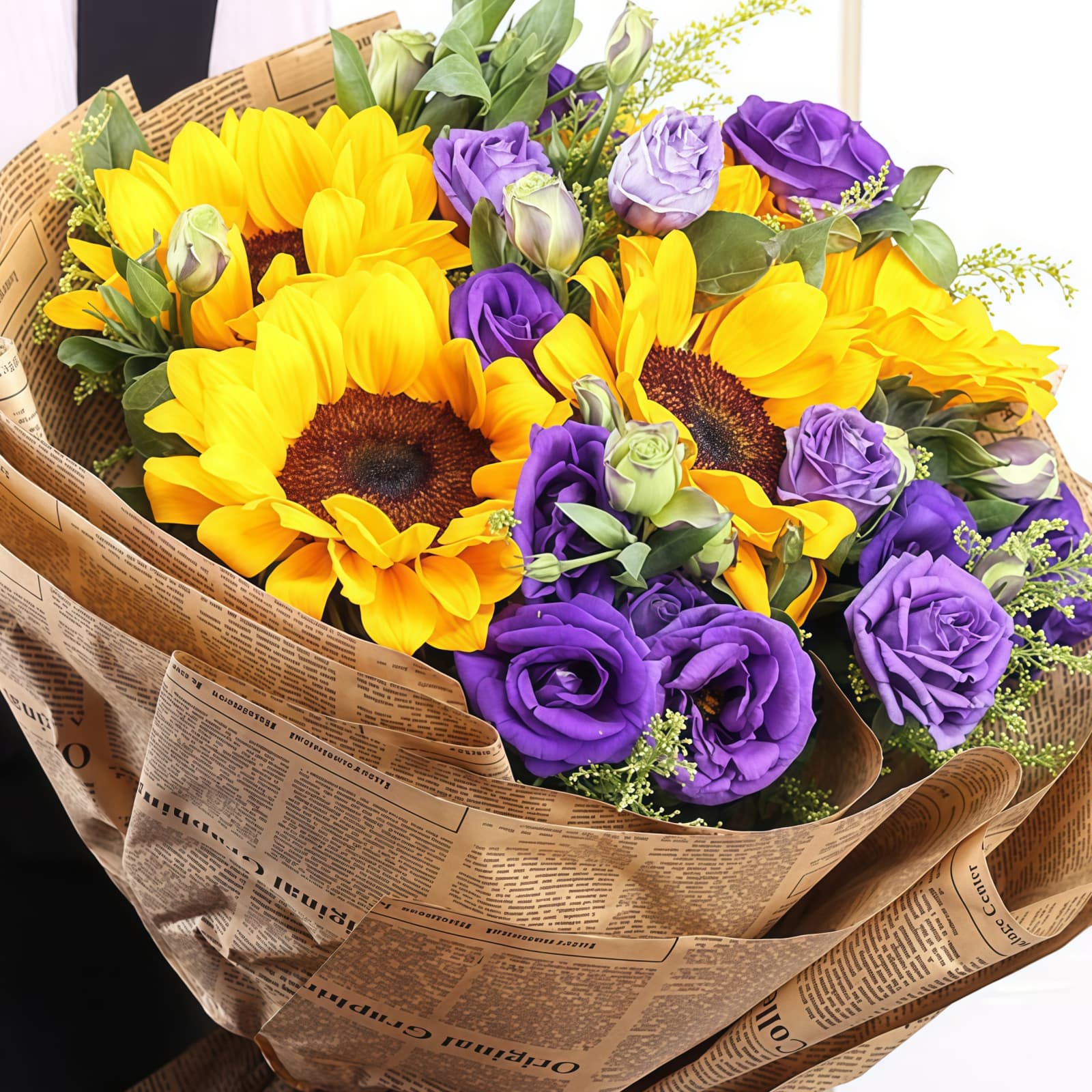 向日葵的夏天 · 向日葵与紫色桔梗花束 Sunflowers & Purple Eustoma Bouquet | Summer Joy Floral Arrangement - 3
