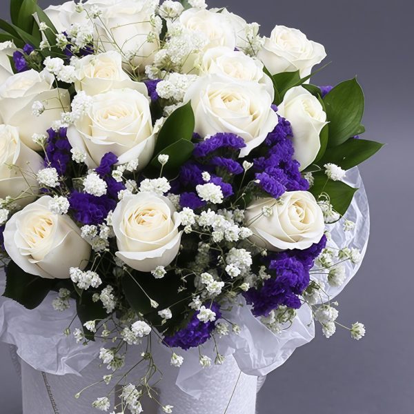 纯白无暇 · 香水百合与香槟玫瑰花束 3 White Lilies & 19 Champagne Roses Bouquet | Pure Radiance Luxury Floral Gift - 3