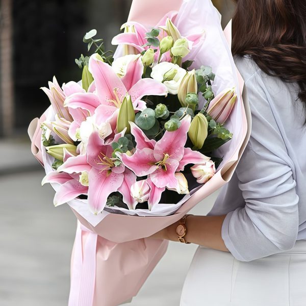 思念 · 粉百合与桔梗花束 8 Pink Lilies Bouquet - Thinking of You Fresh Flower Arrangement - 2