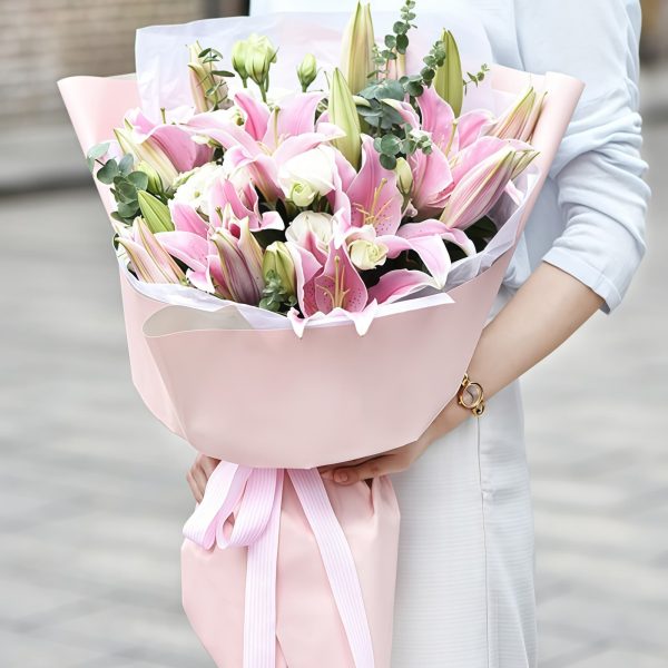 思念 · 粉百合与桔梗花束 8 Pink Lilies Bouquet - Thinking of You Fresh Flower Arrangement - 5