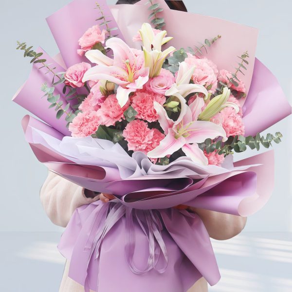 感恩有你 · 康乃馨与百合花束 Pure Gratitude: Carnation and Lily Bouquet | Elegant Floral Gift