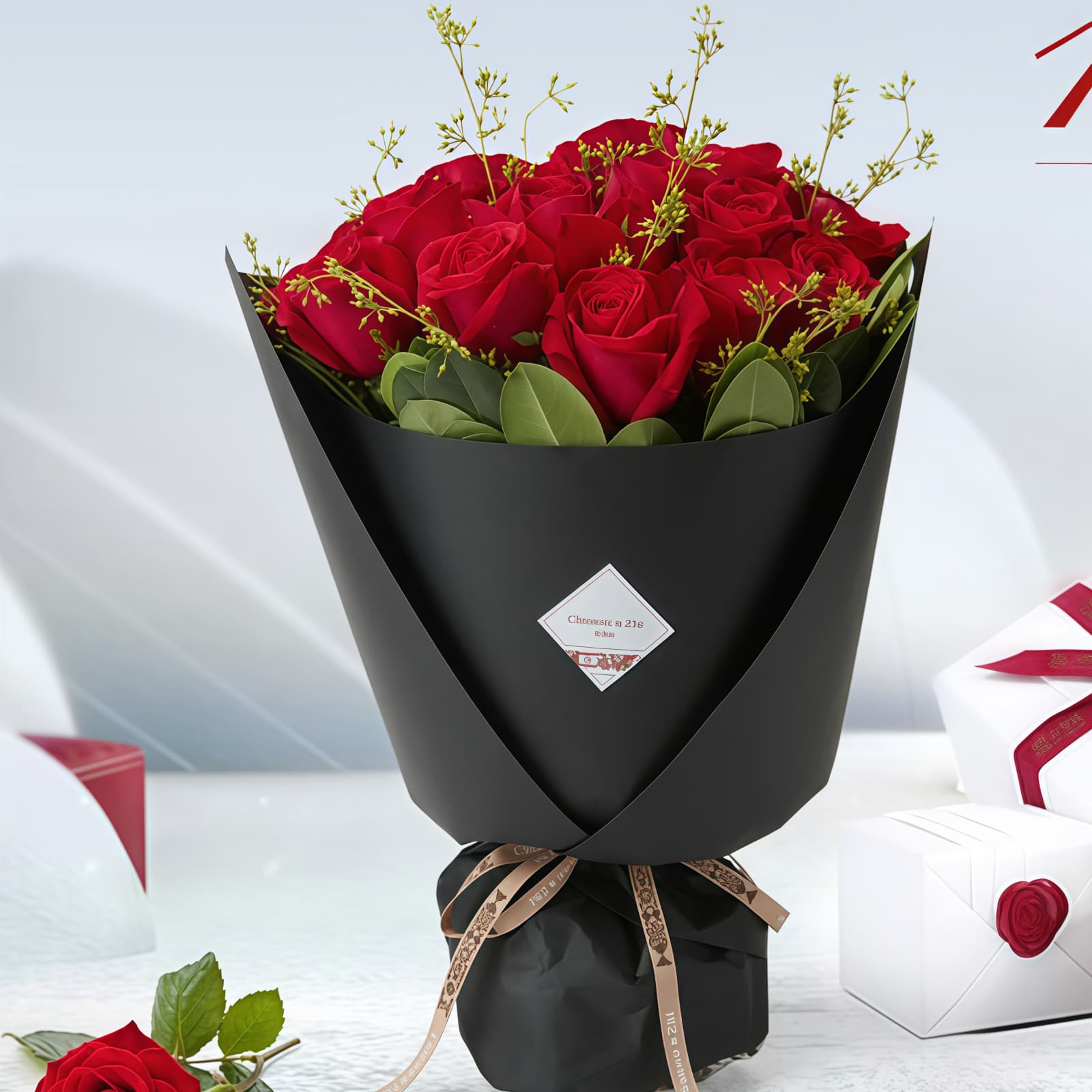 青春不散 · 红玫瑰与栀子叶 19 Red Roses Bouquet - Timeless Romance for Anniversaries & Love - 3
