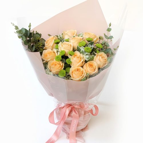 清风雅韵 · 香槟玫瑰与雏菊花束 Gentle Breeze: 11 Champagne Roses and Daisies Bouquet - 1