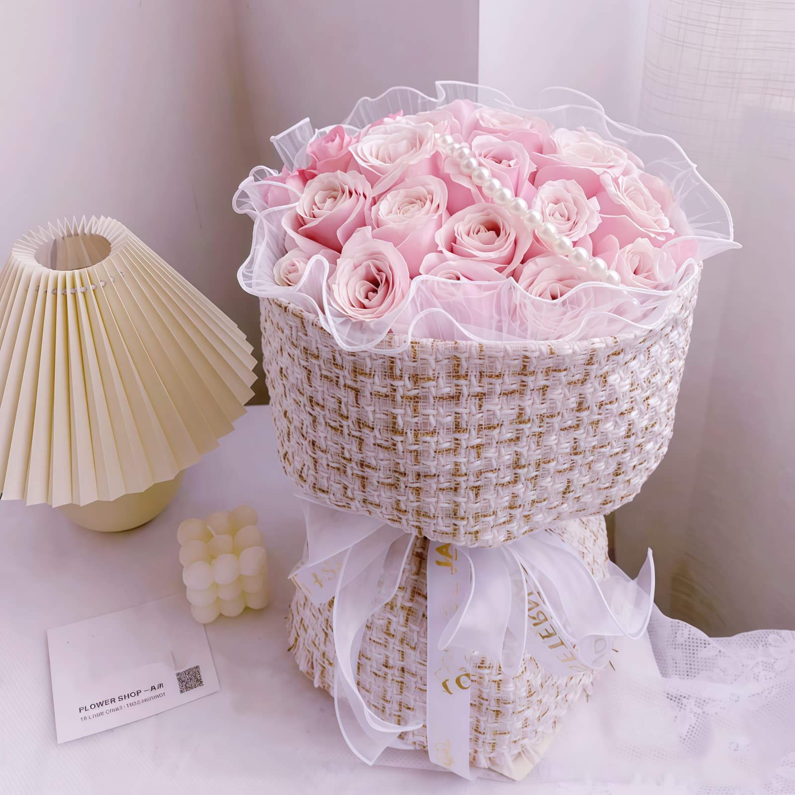 19 Pink Roses Bouquet – Pearl Elegance 19 Pink Roses Bouquet with Pearl Accents | Pearl Elegance Floral Gift