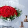 33 Red Roses and Dianthus Bouquet - Wonderful Memories Floral Gift - 4