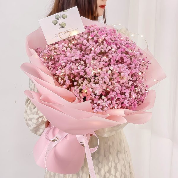 全国速递 · 粉色满天星花束 Pink Baby's Breath Bouquet - Soft Dream | Elegant Floral Gift