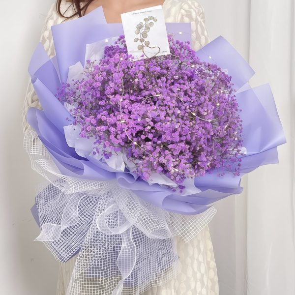 冬日暖阳 · 紫色满天星花束 Purple Baby's Breath Bouquet - Serene Radiance Floral Gift