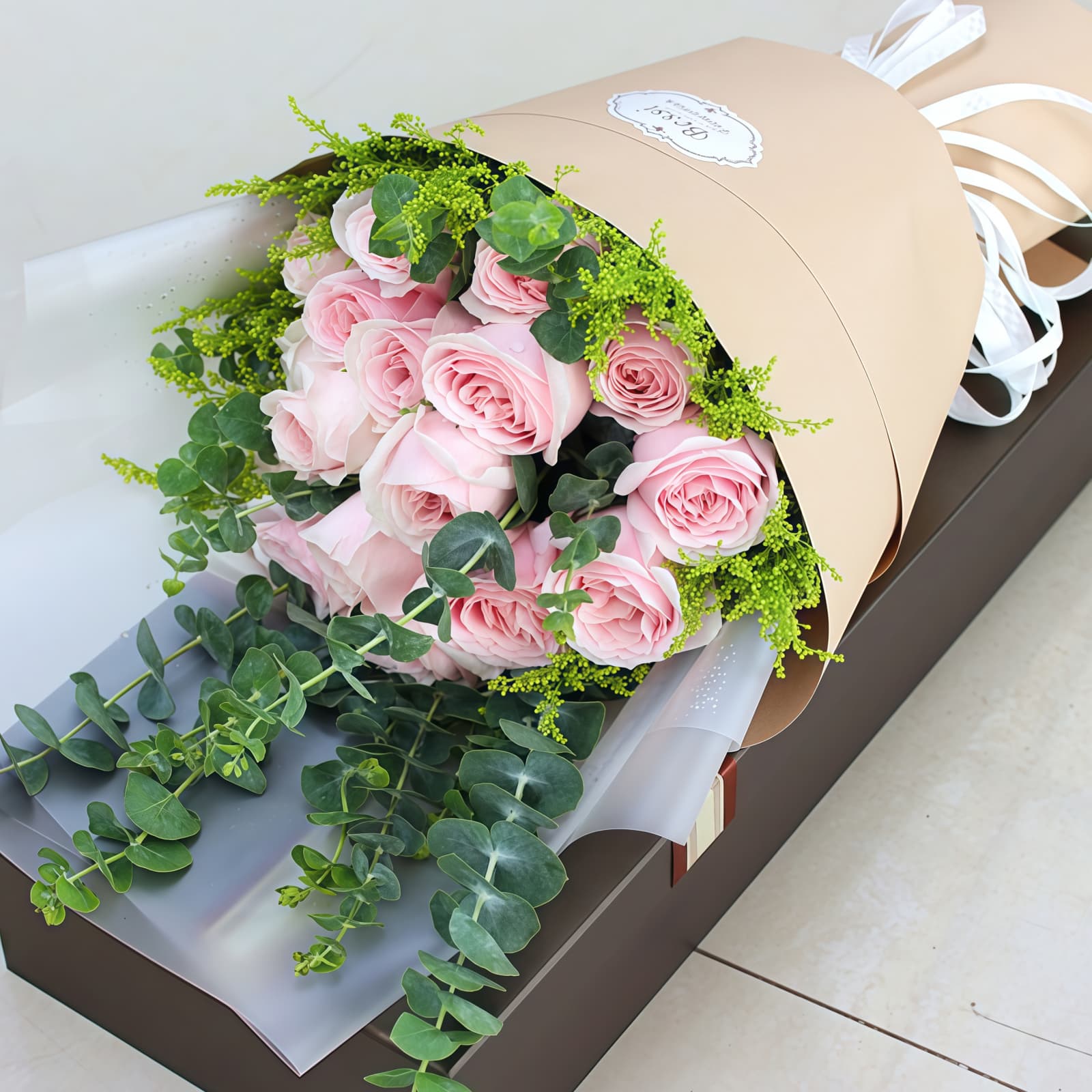 19 Pink Snow Mountain Roses Bouquet – Heartfelt Warmth – 1 19 Pink Snow Mountain Roses Bouquet - Heartfelt Floral Gift - 1