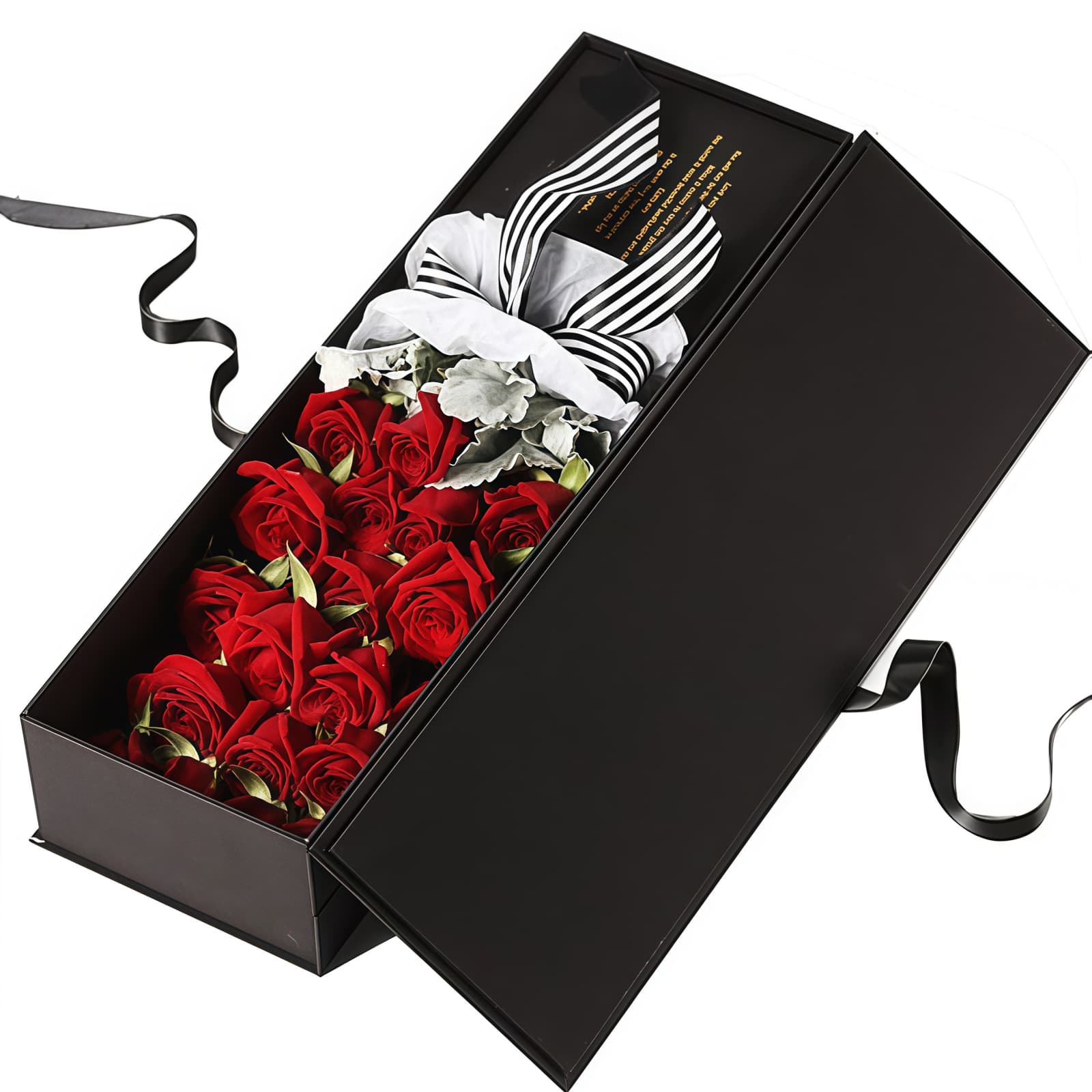 无尽的爱 · 黑魔术玫瑰与银叶菊 19 Black Magic Roses Bouquet - Elegant Eternal Devotion Gift - 2