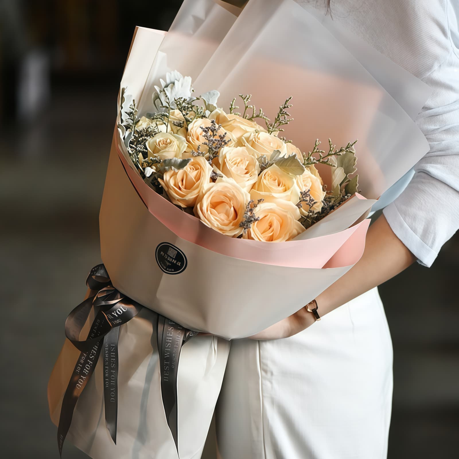 19 Champagne Roses Bouquet – Pure Affection – 1 19 Champagne Roses Bouquet - Pure Affection | Elegant Floral Gift - 1