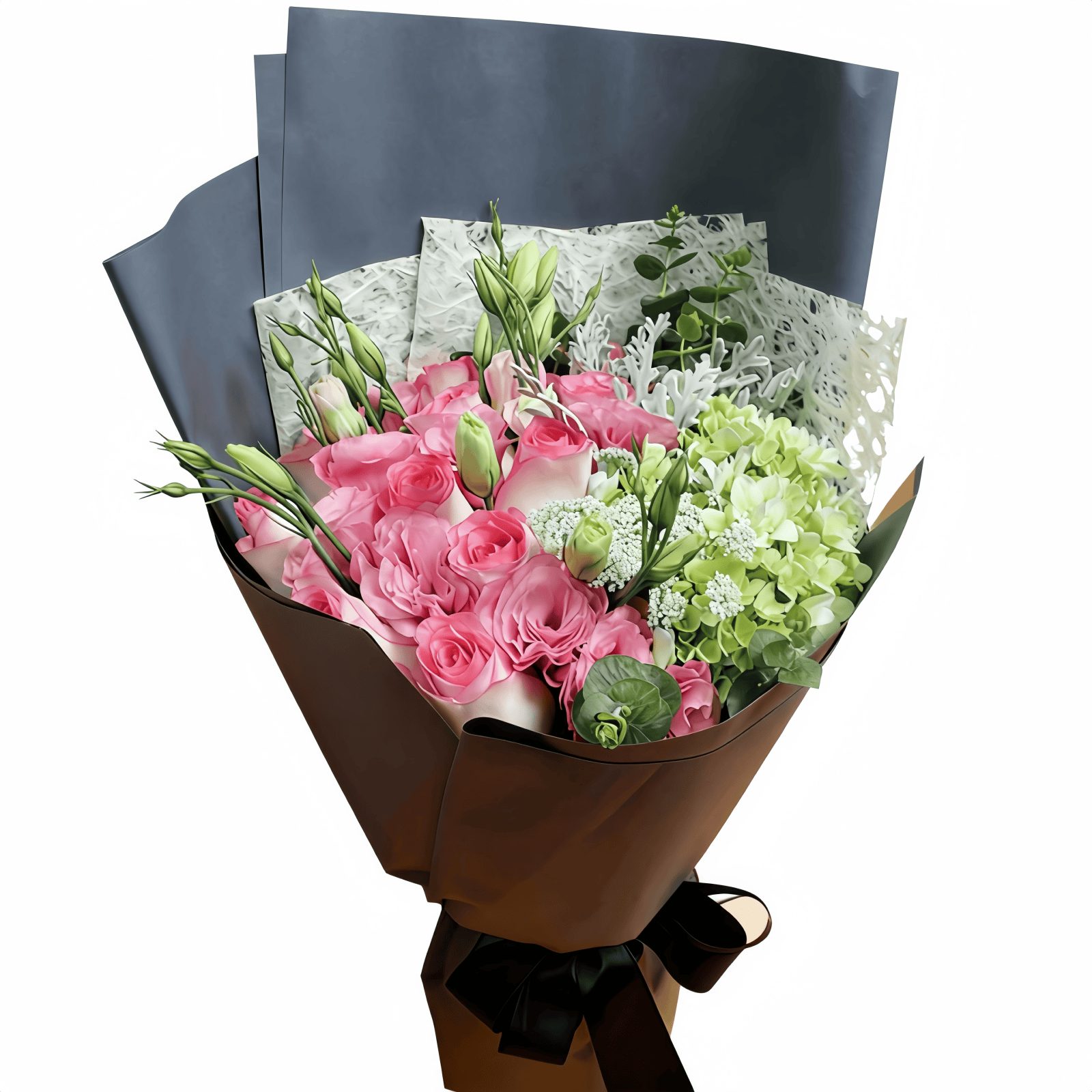 Elsa Rose & Hydrangea Bouquet – Love Letter – 1 Elsa Rose & Green Hydrangea Bouquet - Love Letter Floral Gift - 1