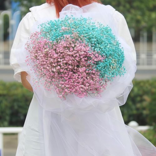 Baby’s Breath Bouquet – Pastel Glow Pastel Glow Baby's Breath Bouquet - Pink & Blue Gypsophila
