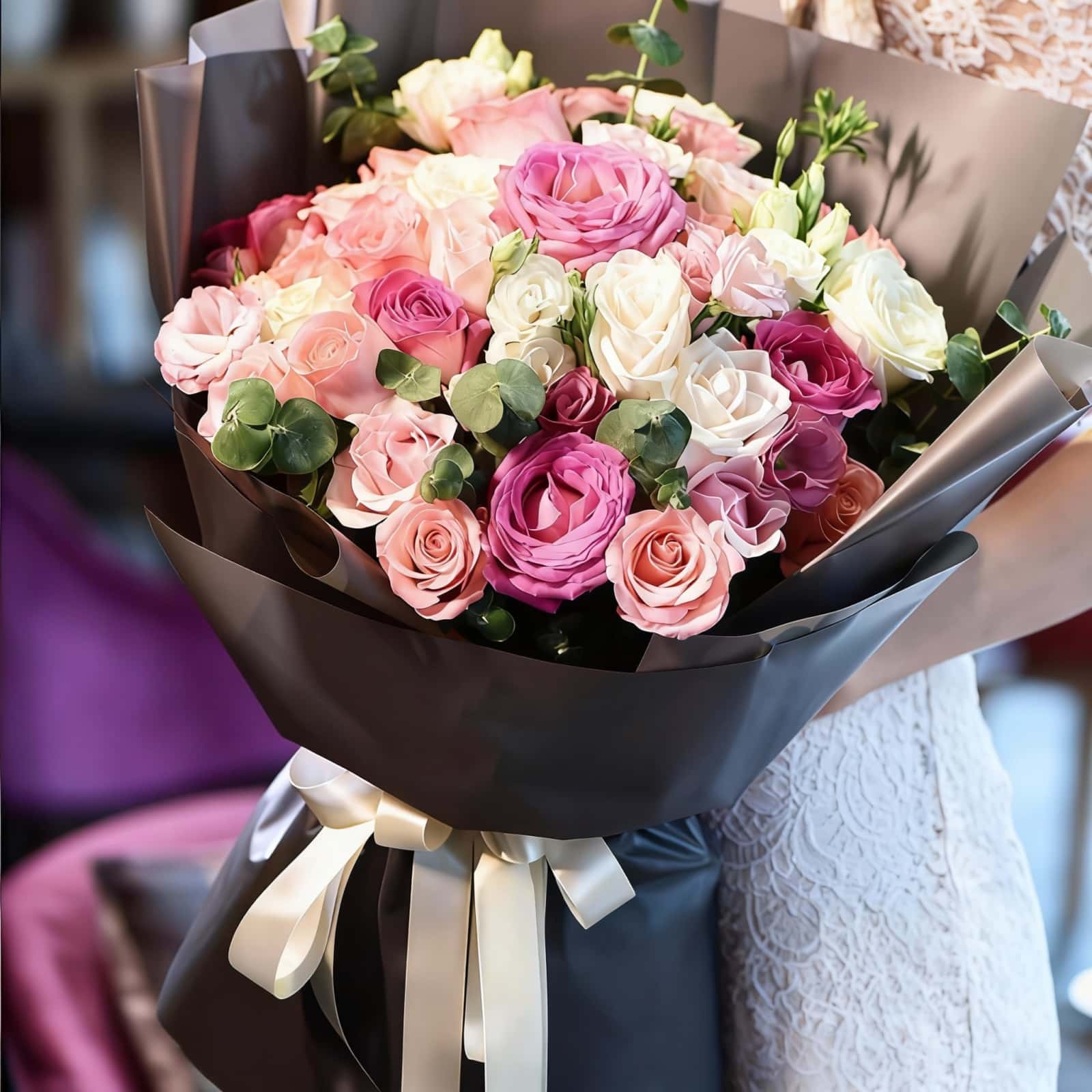 多彩的季节 · 33枝高端混搭花束 33 Stems Mixed Roses & Tulips Bouquet | Vibrant Season Floral Arrangement - 2