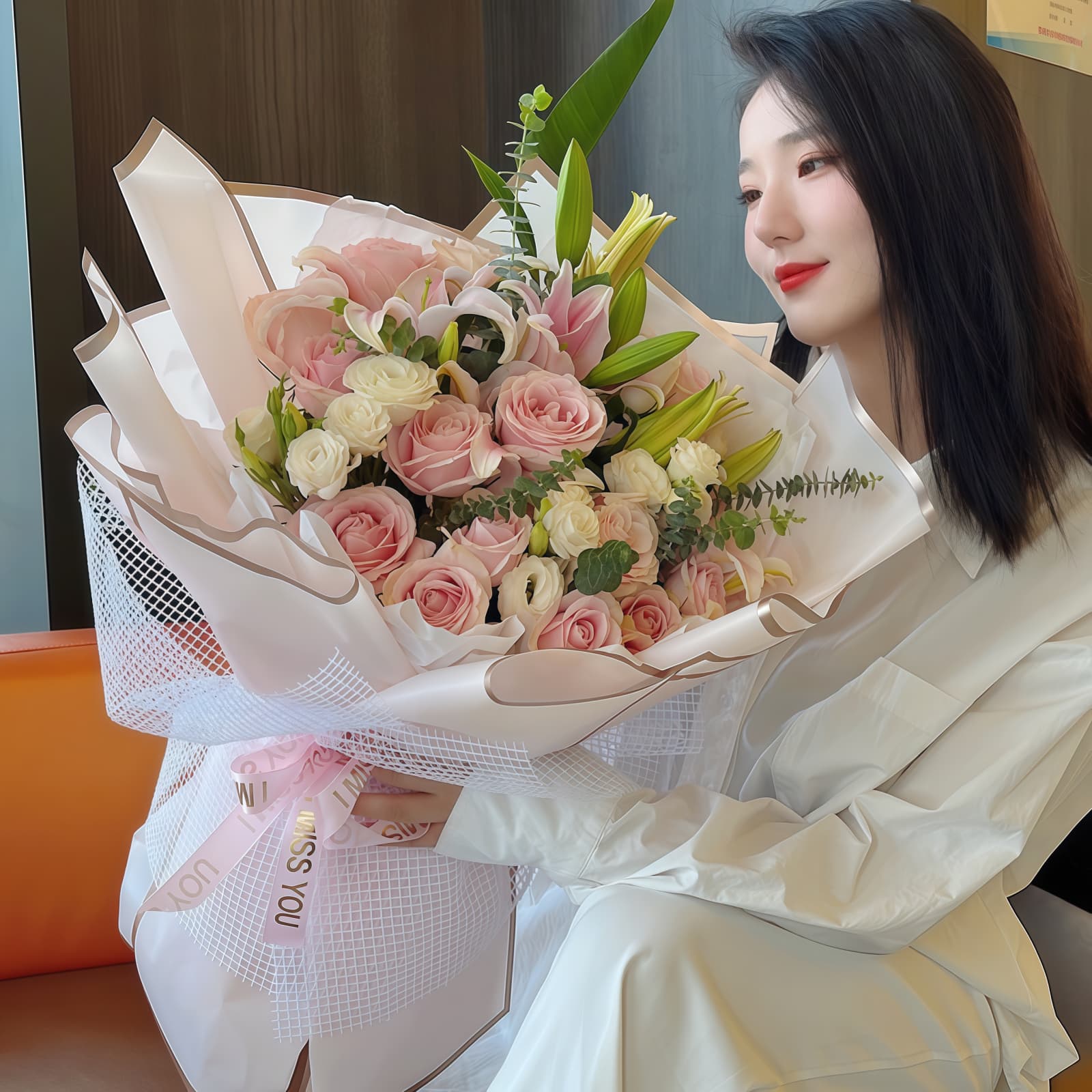 18-Stem Pink Rose & Lily Bouquet – Warm Bliss 18-Stem Pink Rose & Lily Bouquet - Warm Bliss Floral Gift