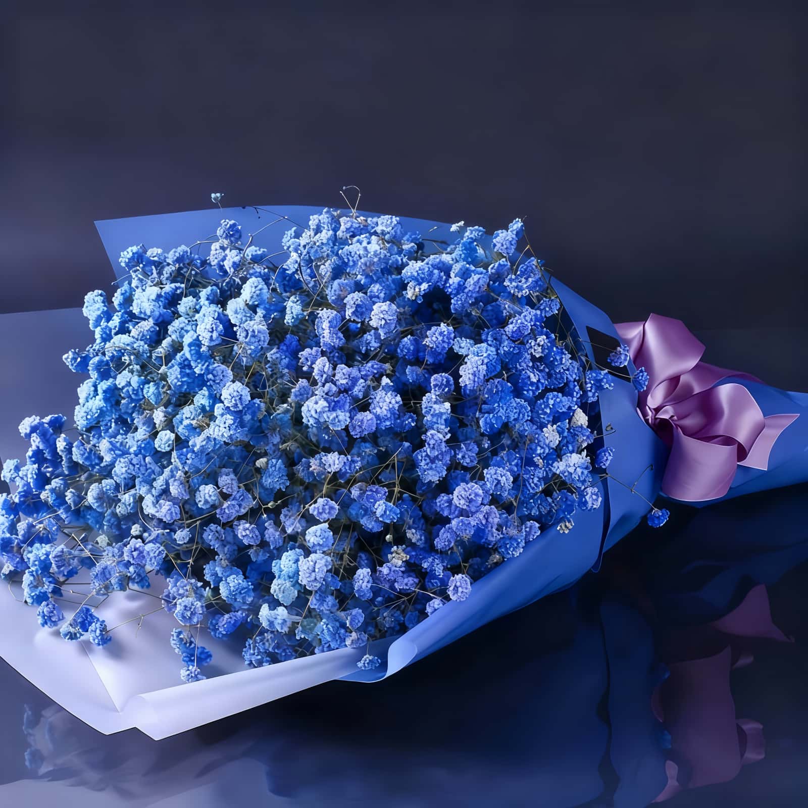 携手浪漫 · 粉色或蓝色满天星 Pink and Blue Baby's Breath Bouquet - Sweet Romance Floral Gift - 2