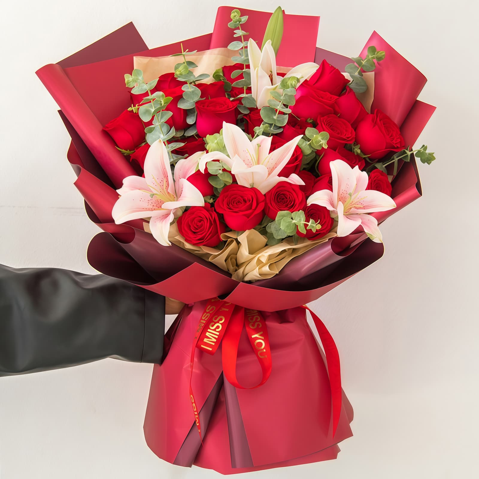 36-Stem Red Rose & Lily Bouquet - Luxury Floral Arrangement