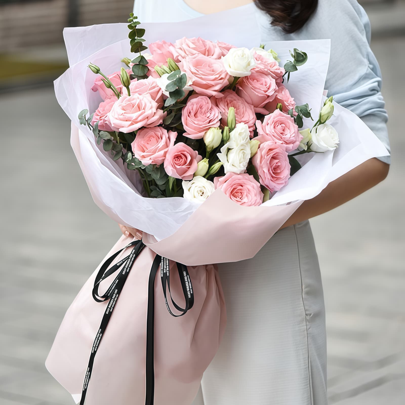 岁月静好 · 粉玫瑰与桔梗搭配 19 Pink Roses Bouquet - Forever Young | Elegant Floral Gift - 4