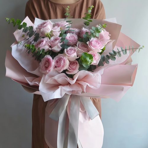19 Pink Roses Bouquet – Sweet Romance – 1 19 Pink Roses Bouquet - Sweet Romance | Elegant Floral Gift - 1