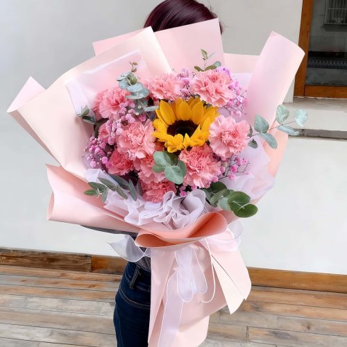 11 Carnations & Sunflower Bouquet - Warm Blessings Gift