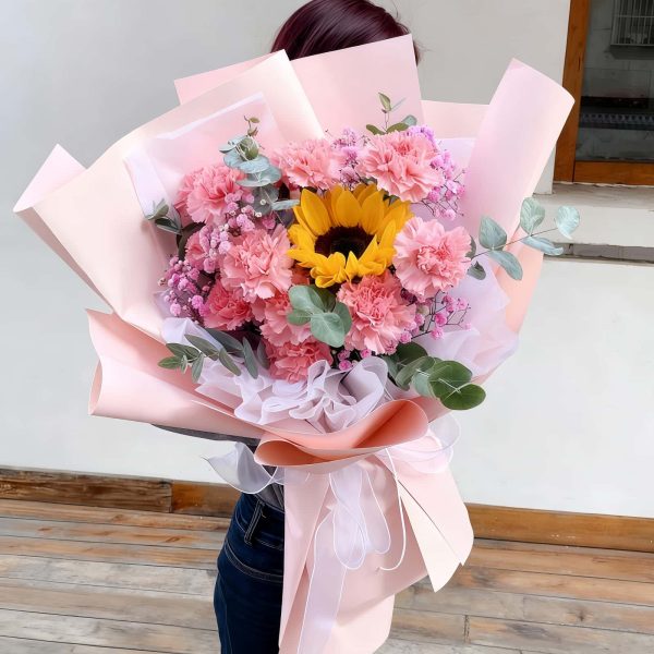 给母亲的祝福 · 康乃馨与向日葵花束 11 Carnations & Sunflower Bouquet - Warm Blessings Gift