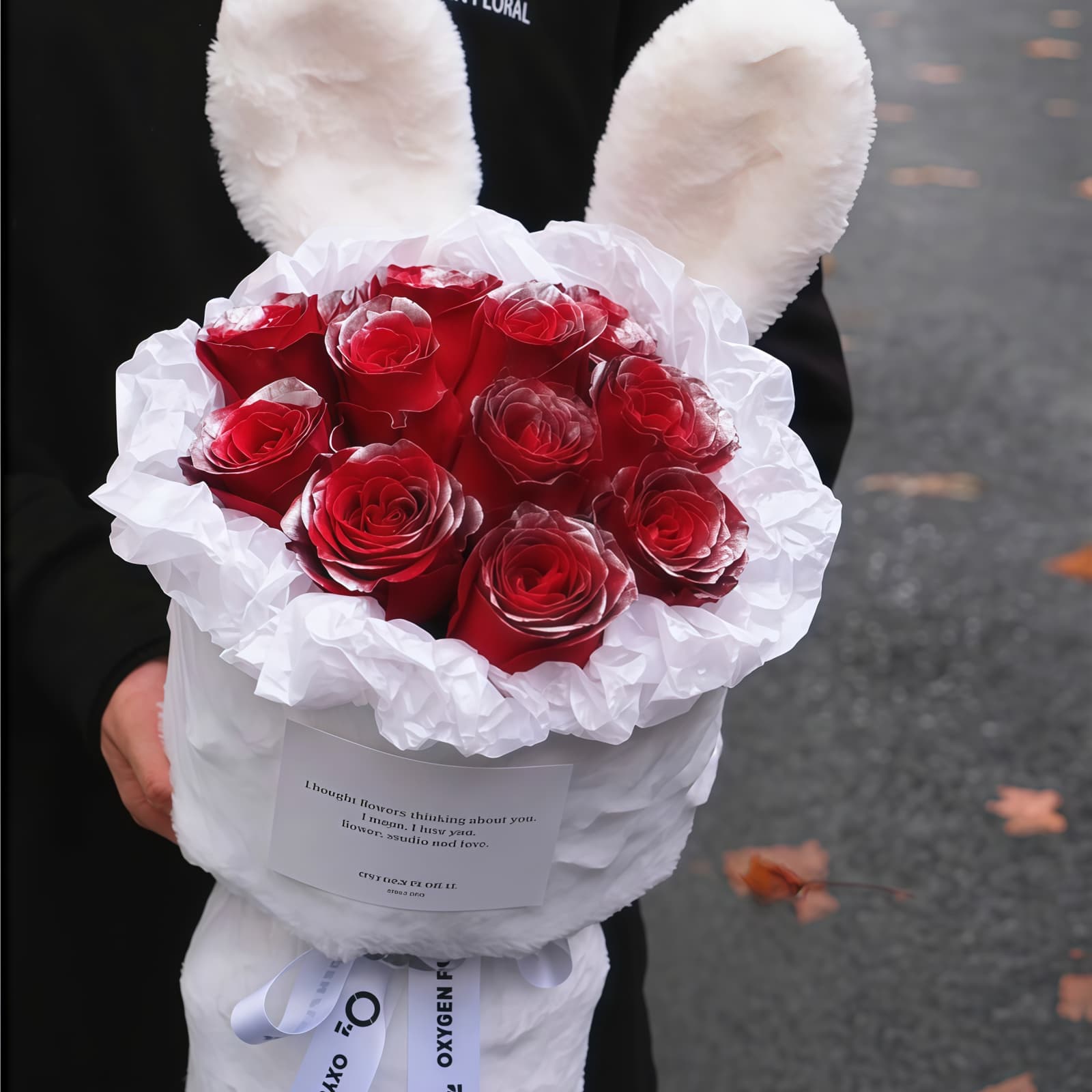 11 Galaxy Roses Bunny Ears Bouquet – Starry Whimsy 11 Galaxy Roses Bunny Ears Bouquet | Whimsical Celestial Floral Gift