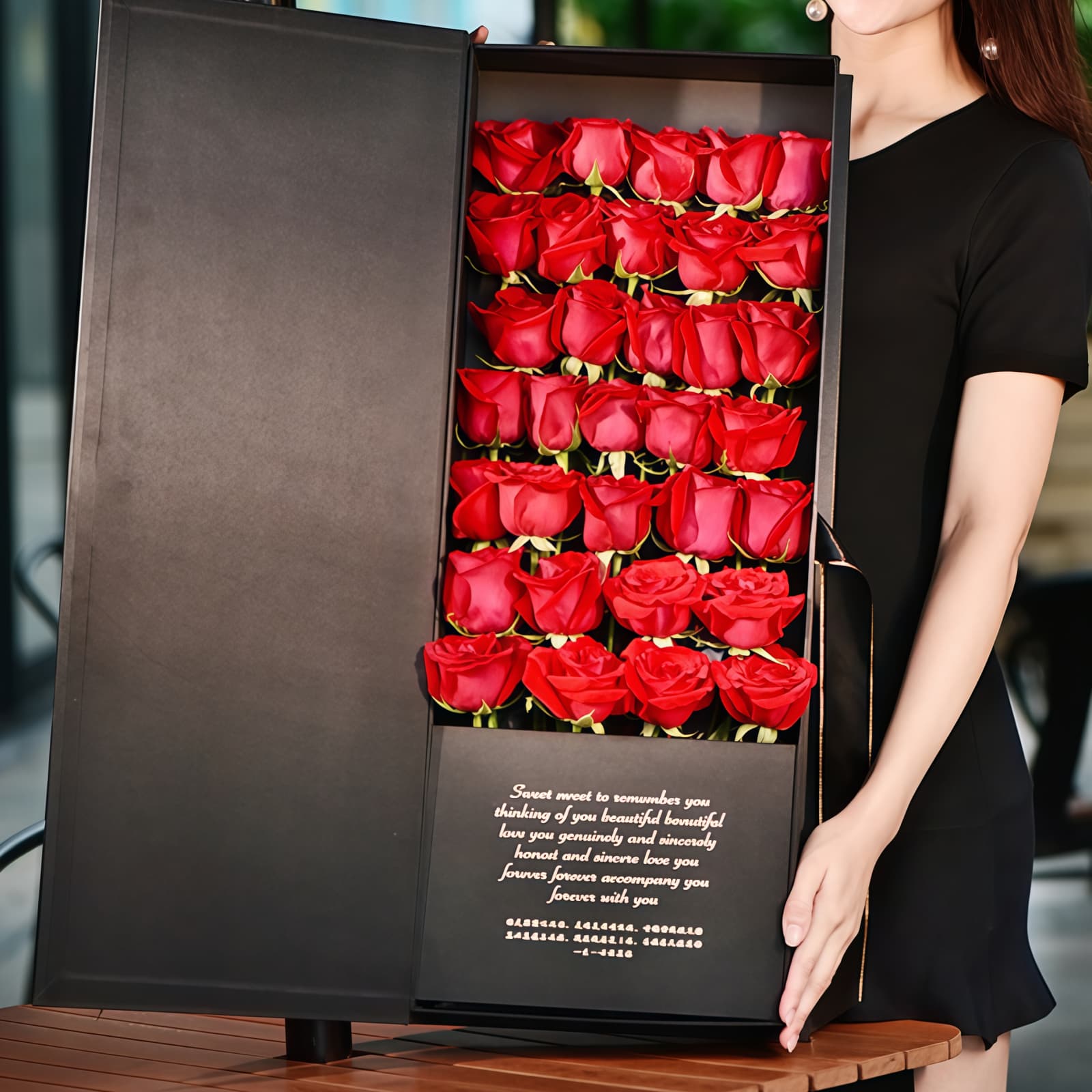33 Red Roses Gift Box - Eternal Passion Luxury Floral Arrangement - 2